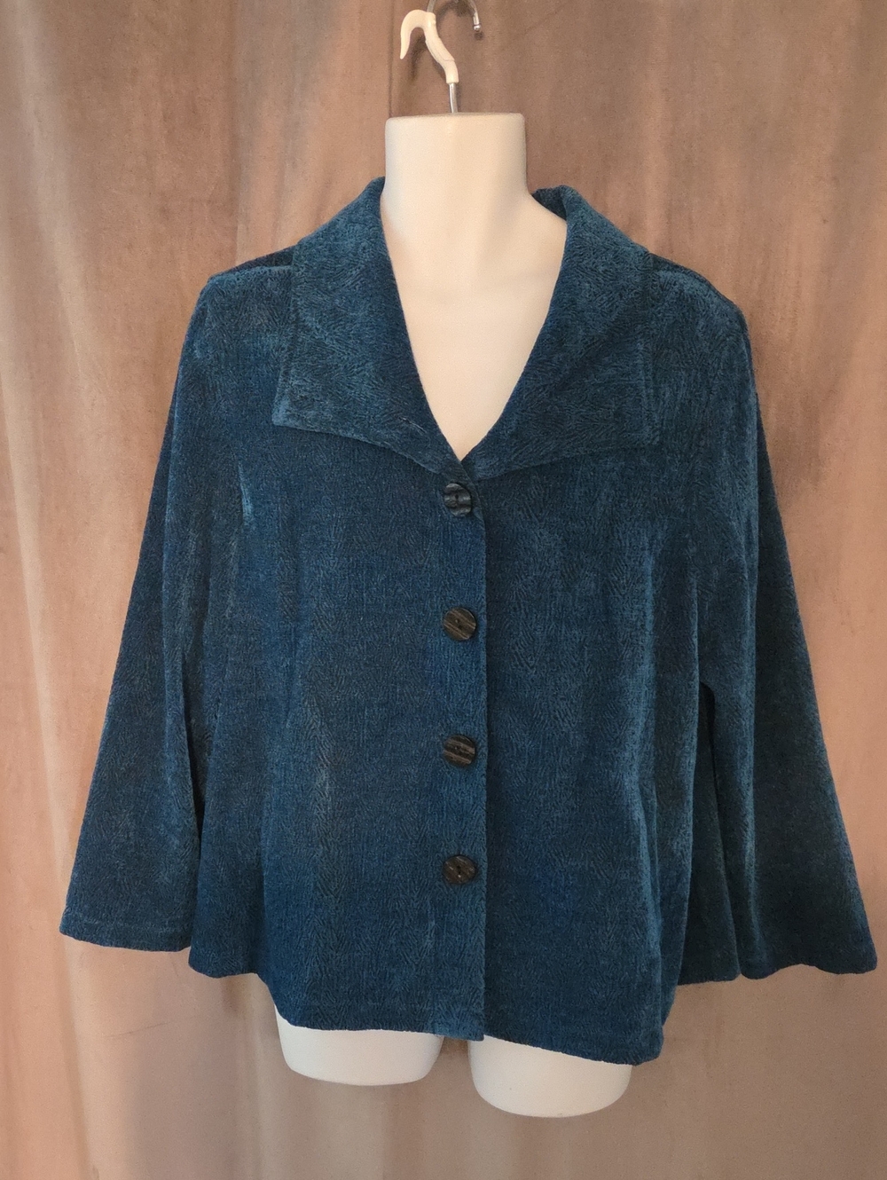 Habitat Size Large Teal Plush Button-Front Blazer Jacket